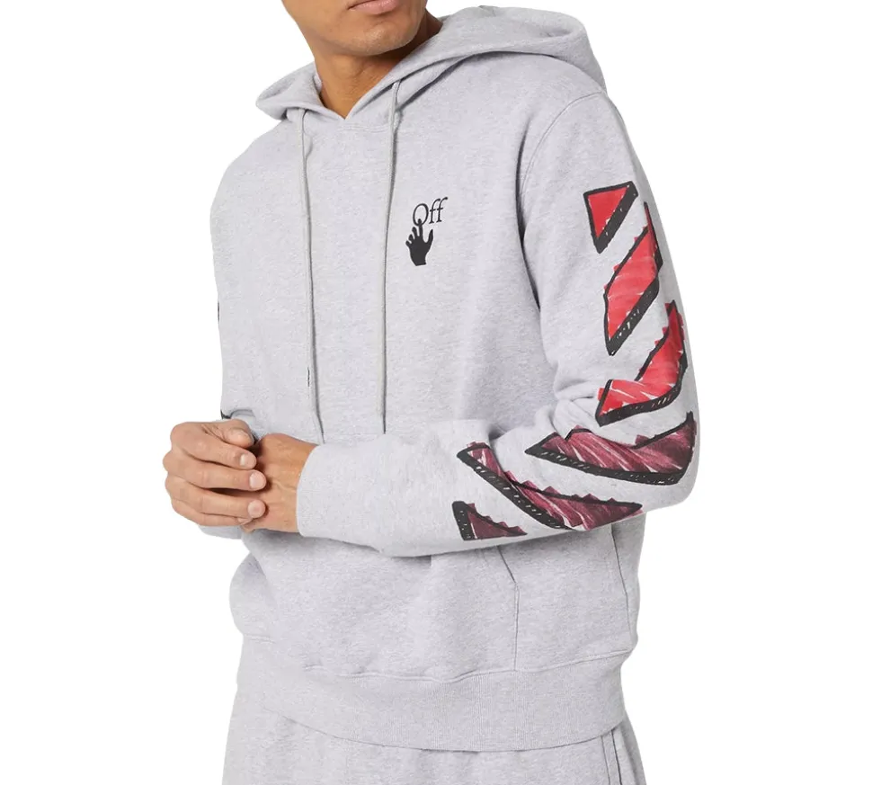 OFF-WHITE Marker Hoodie - Grey/Red