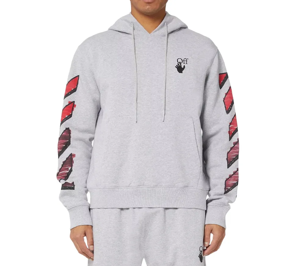 OFF-WHITE Marker Hoodie - Grey/Red