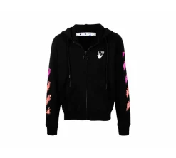 Off-White Marker Slim Zip Hoodie - Black