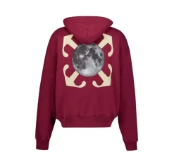 Off-White Moon Arrow Cotton Hoodie - Bordeaux