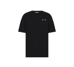 Off-White T-shirt with Textured Logo – Black