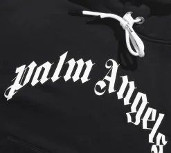PALM ANGELS CURVED LOGO HOODIE - BLACK/WHITE
