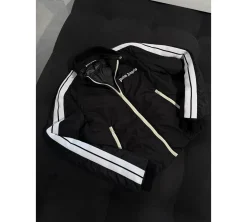 Palm Angels Lightweight Puffer Track Jacket - Black/White (USADO)