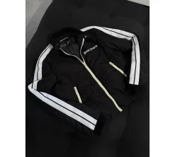 Palm Angels Lightweight Puffer Track Jacket - Black/White (USADO)