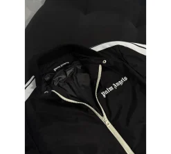 Palm Angels Lightweight Puffer Track Jacket - Black/White (USADO)