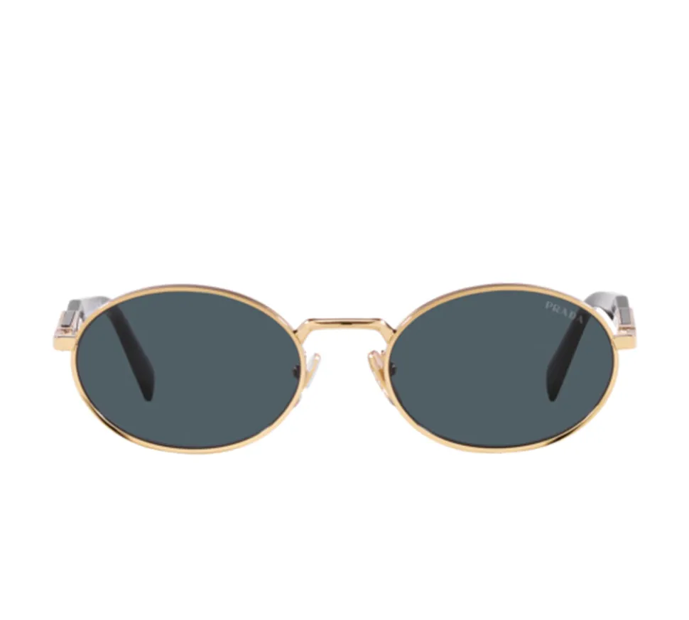 Prada Heritage Oval Metal Sunglasses - Black / Gold