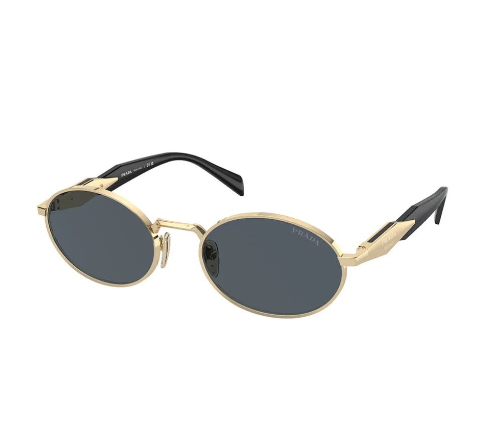 Prada Heritage Oval Metal Sunglasses - Black / Gold