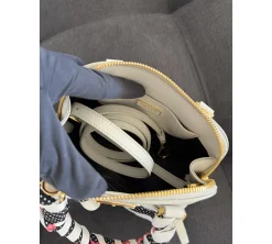 Prada Promenade mini Saffiano leather bag w/ printed silk twill scarf 55 - Chalk White (USADO)