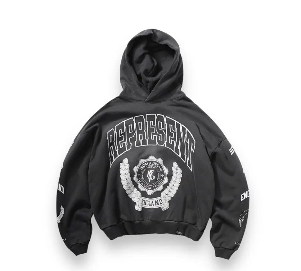 Represent Legacy Crest Hoodie - Stained Black