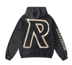 Represent Masking Tape Initial Hoodie - Stained Black
