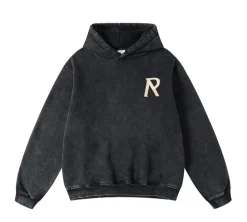 Represent Masking Tape Initial Hoodie - Stained Black