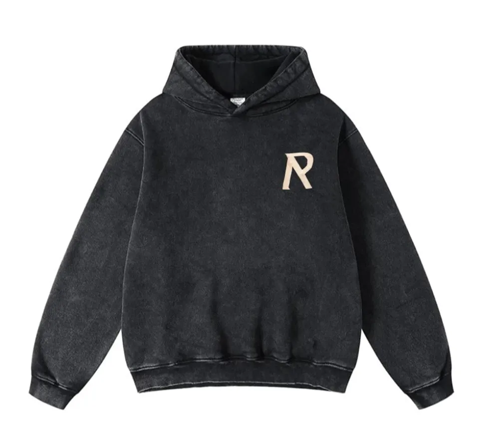 Represent Masking Tape Initial Hoodie - Stained Black