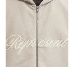Represent Script Logo Zip Hoodie - White