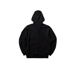 Stone Island Brushed Organic Cotton Fleece Zip Up Hoodie - Black