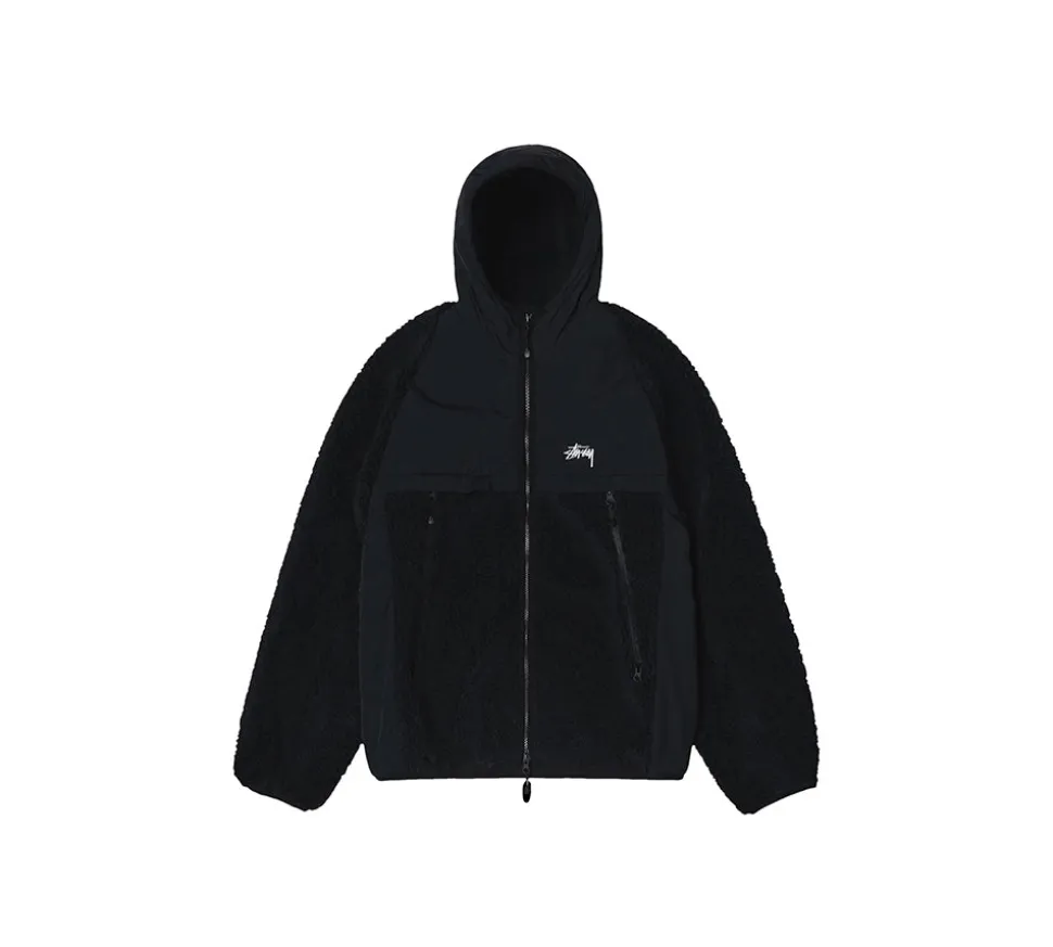 Stüssy Sherpa Paneled Hooded Jacket - Black