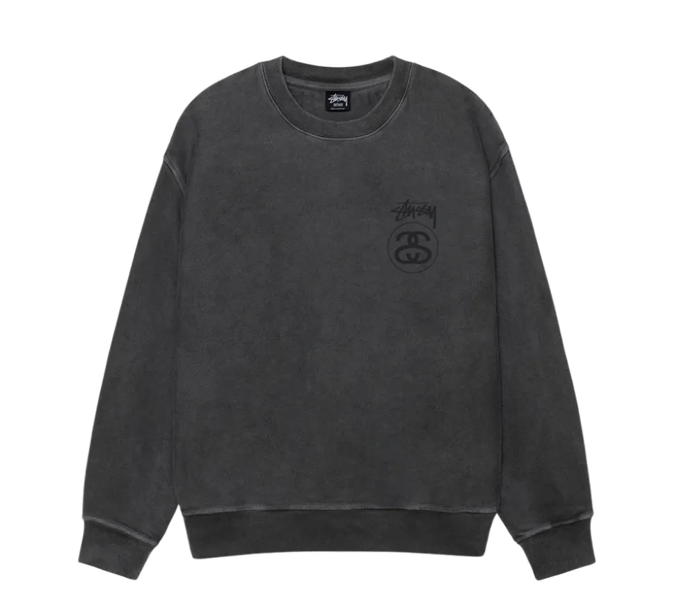 Stüssy Stock Link Pigment Dyed Crewneck - Black