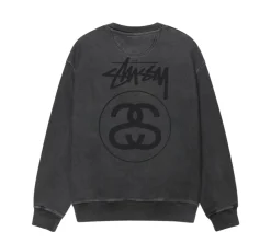 Stüssy Stock Link Pigment Dyed Crewneck - Black