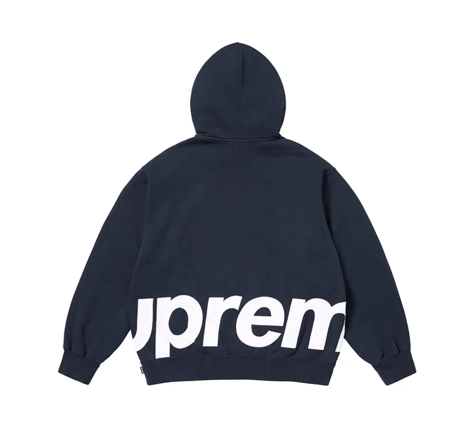Supreme Big Logo Zip Up Hooded Sweatshirt - Navy