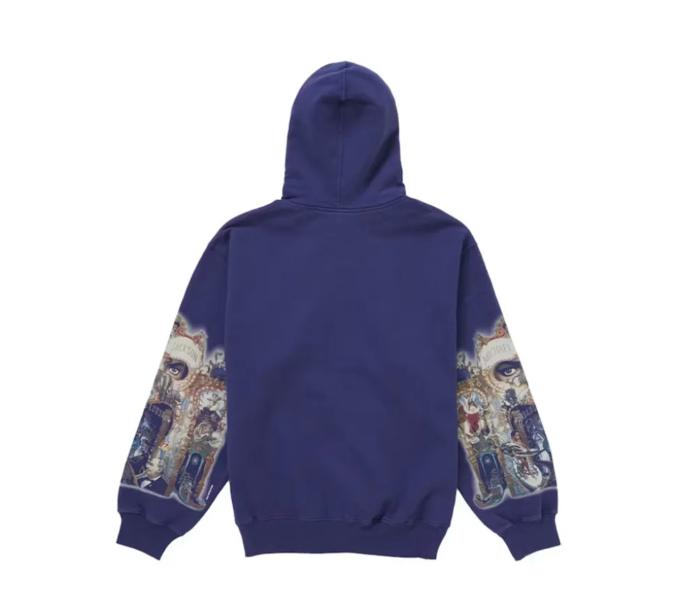 Supreme Michael Jackson Dangerous Zip Up Hooded Sweatshirt - Washed Navy