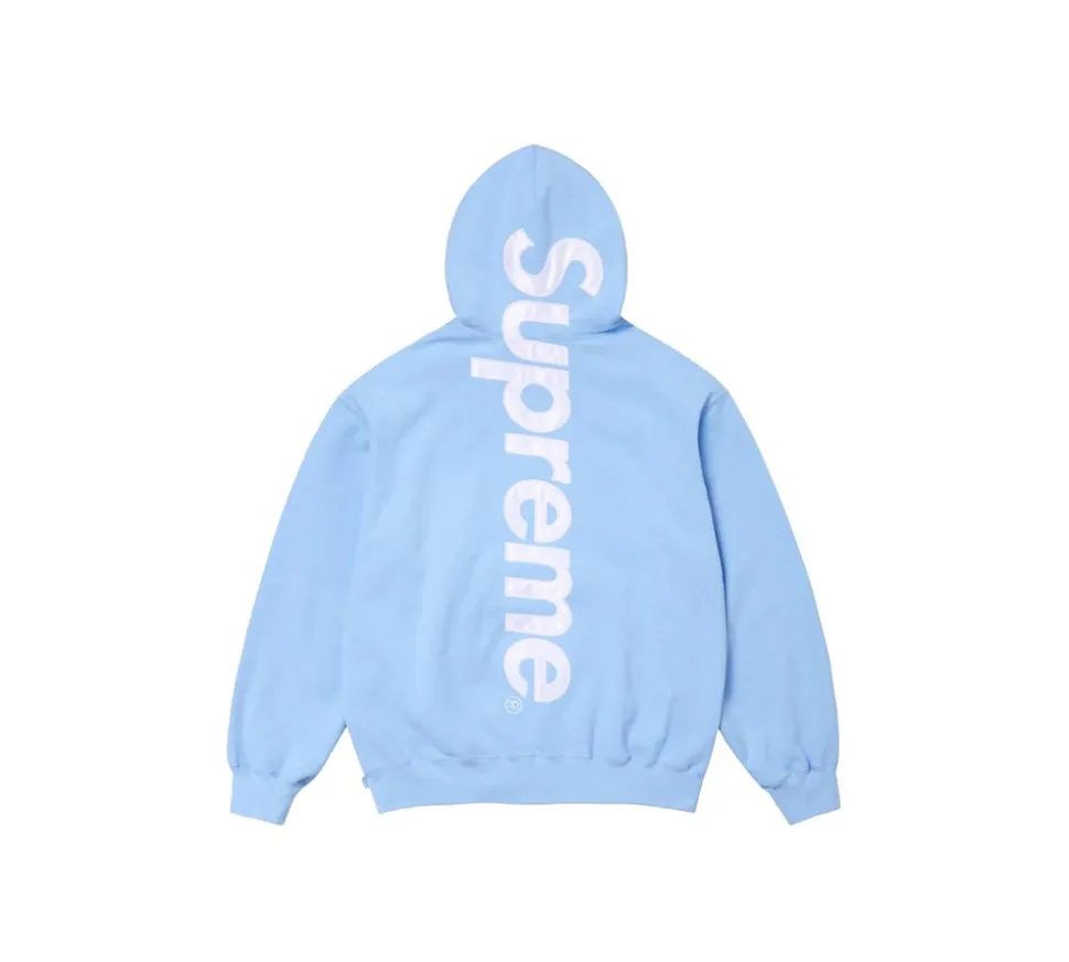 Supreme Satin Applique Hooded Sweatshirt (FW24) - Light Blue