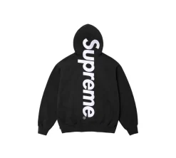 Supreme Satin Applique Hooded Sweatshirt (FW24) - Black