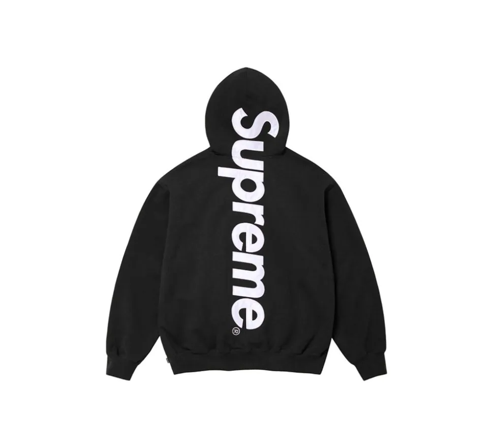 Supreme Satin Applique Hooded Sweatshirt (FW24) - Black