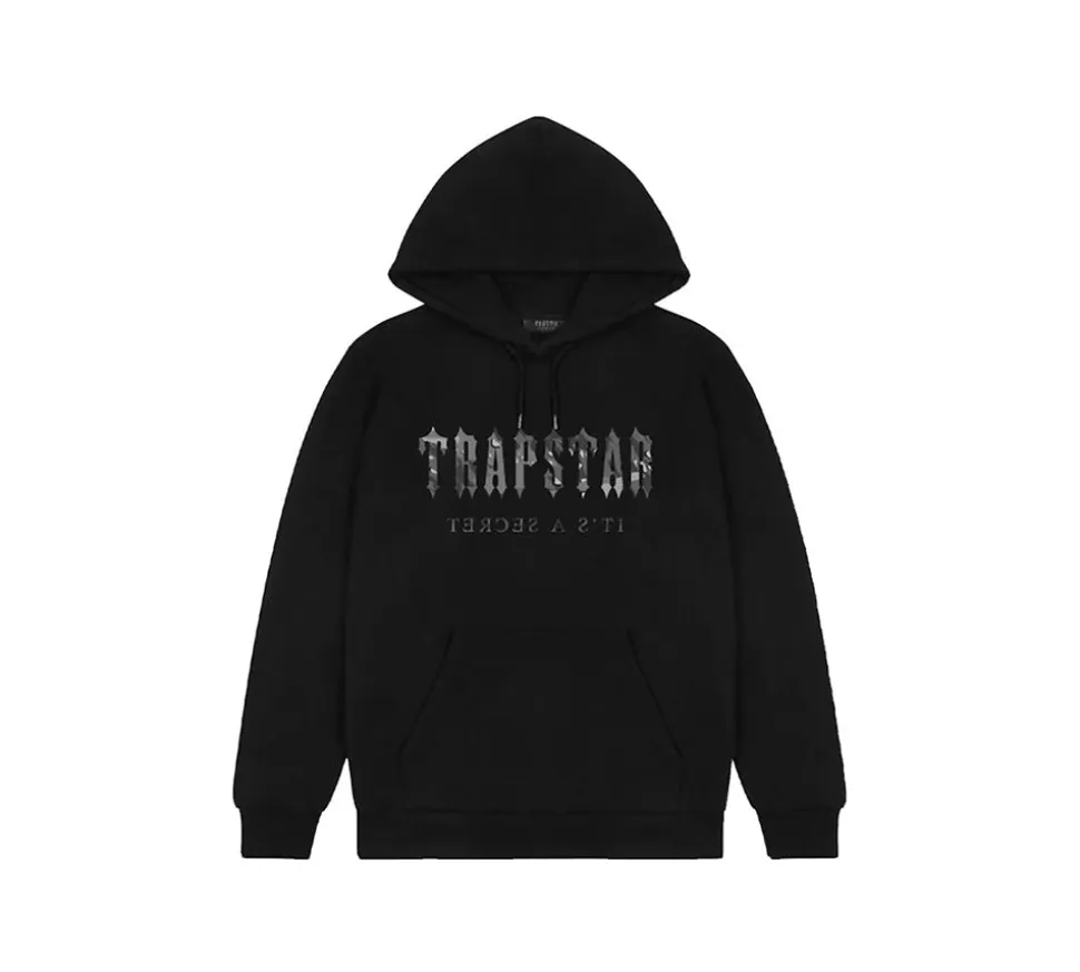 Trapstar Decoded Camo Hoodie - Blackout Edition