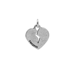 TwoJeys &&™ Broken Heart Charm - 12 microns silver plated pendant