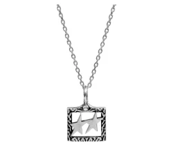 TwoJeys &&™ Square Icon Necklace - 925 Silver Chain w/ 12 Microns Silver Plated