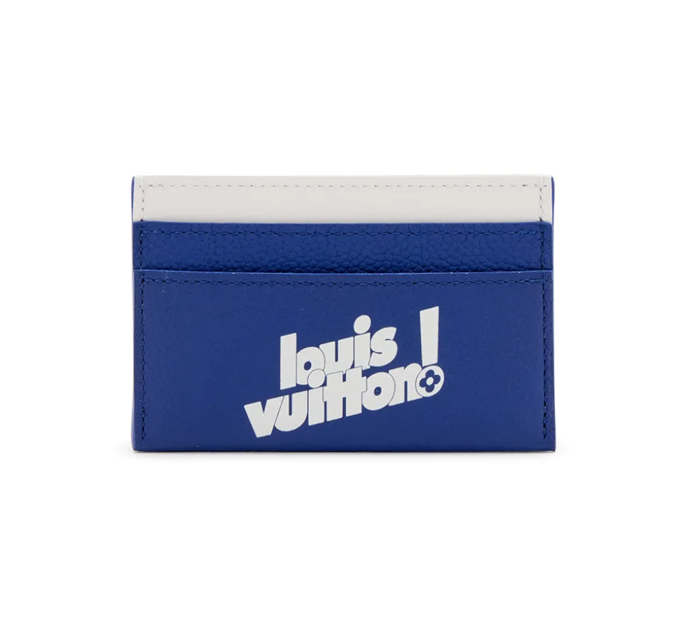 Virgil Abloh Cowhide Everyday LV Double Card Holder - Blue and White